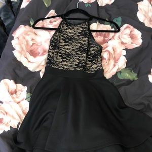 black and cream dress